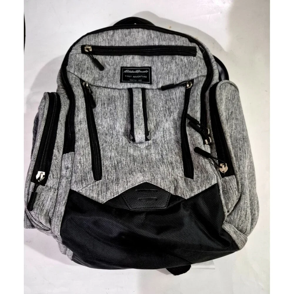 Eddie Bauer Diaper Bag Gray Cascade First Adventure Wipes Pocket Straps Backpack